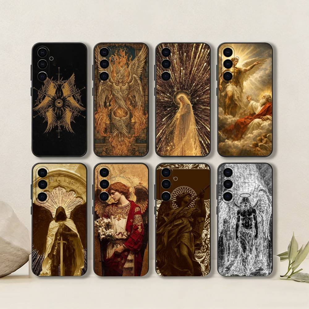 Medieval Retro Archangel Lucifer Phone Case For Samsung Galaxy A73,A72,A71,A70,A53,A52,A51,Soft Silicone Black Cover