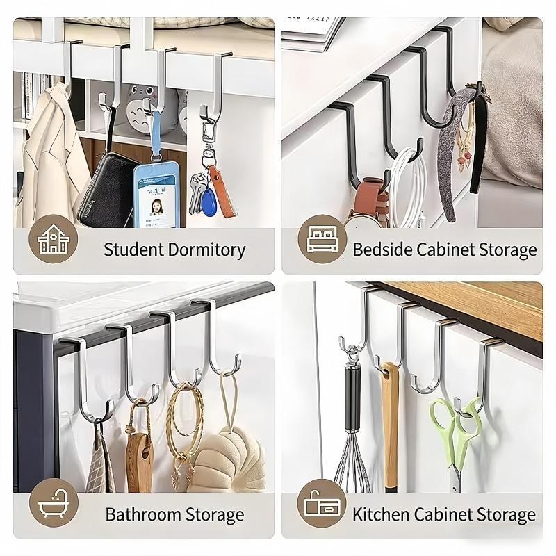 1-10Pc Stainless Steel Double S-Shape Door Back Hook Free Punch Multi-Purpose Hanger Kitchen Bathroom Storage for Coat Towel Bag