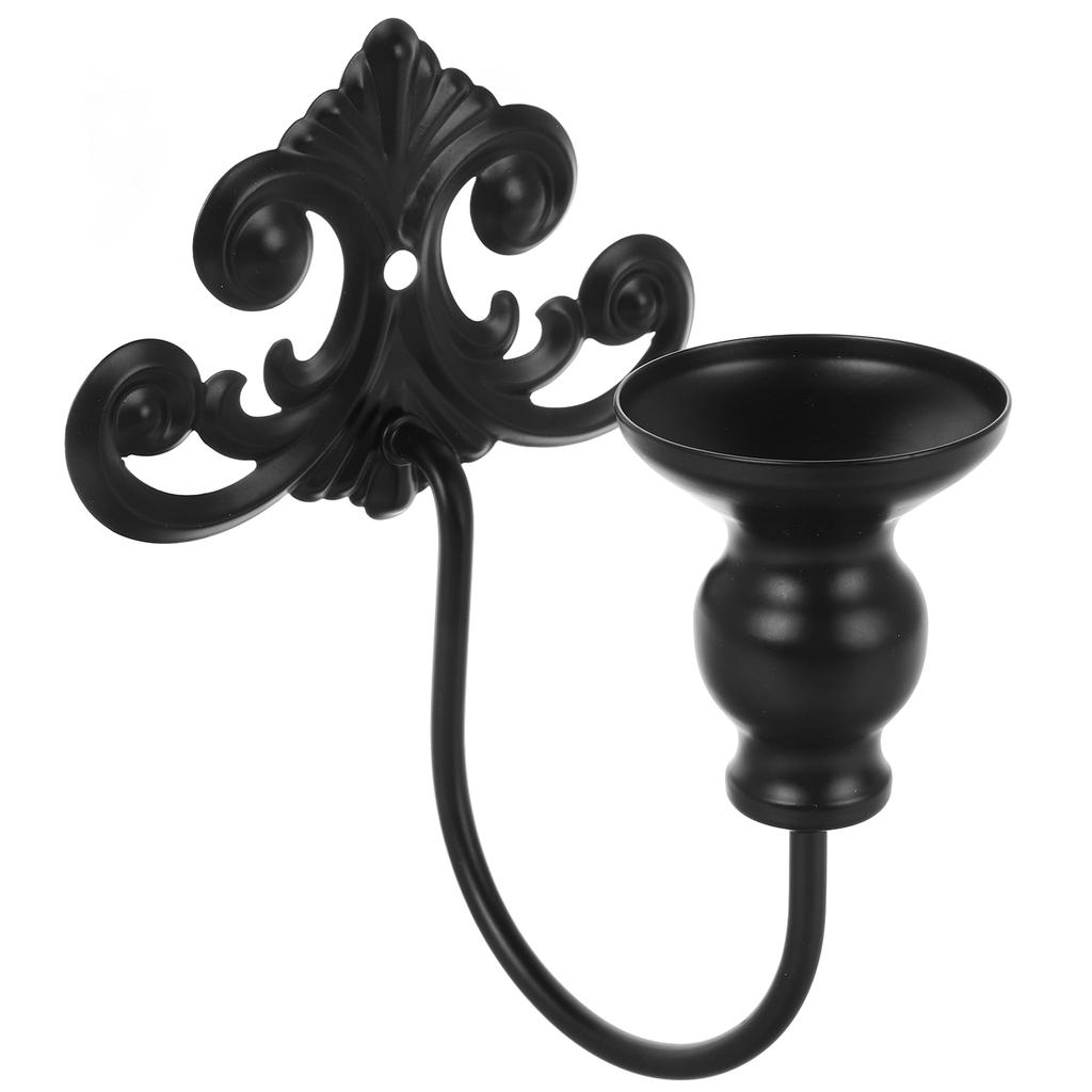 Vintage Wrought Iron Wall Holder Decorative Pattern Metal Sconces Black Mount Candlestick Holder Wall Sconce
