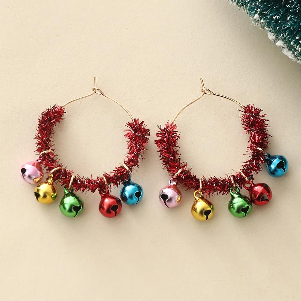 

Women s Fashion Colorful Jingle Bell Earrings, Christmas Tree Dangle Earrings, New Year Holiday Jewelry Gift for Girls червоний