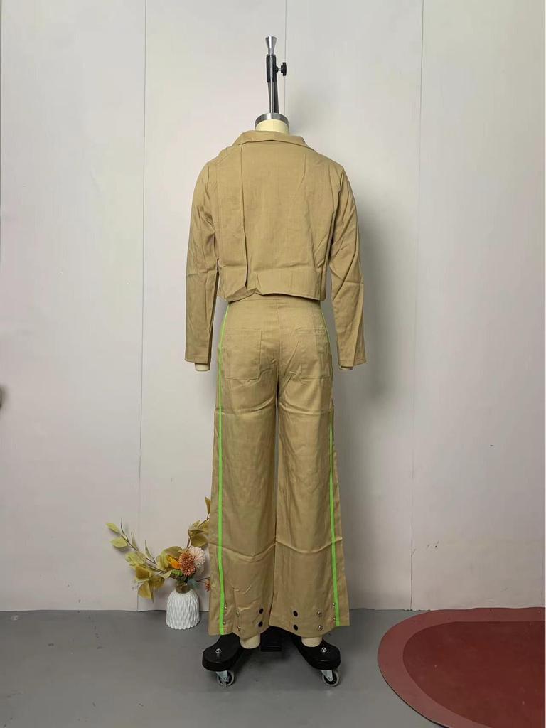 2023 Autumn Solid Color Lapel Blazer and Trousers Set
