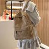 Chic Stylish Corduroy Backpack Multi- Adjustable-Strap Lightweight for Daily Commute Casual Functional Stylish Bag