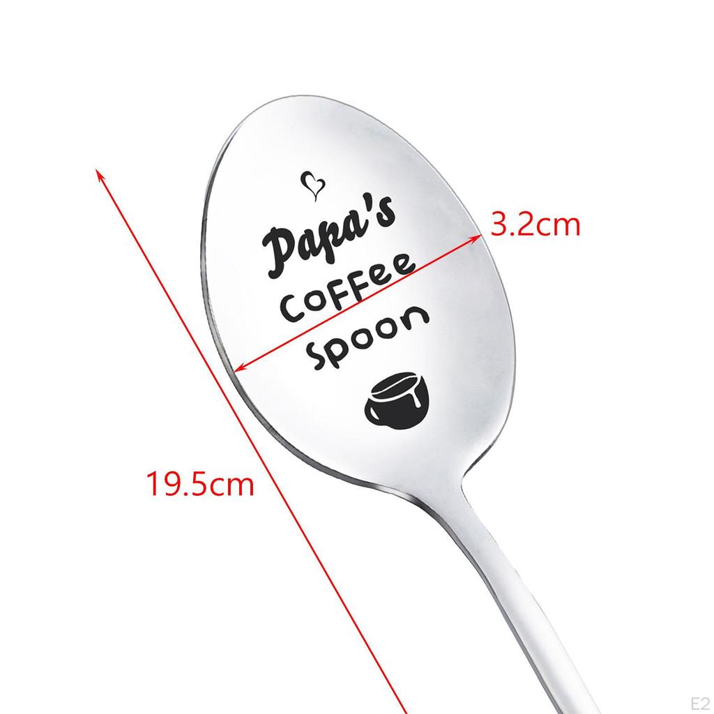 Engraved Stainless Steel Spoon Fathers Day Gifts for Dad Portable Coffee Tea Cooking Utensil