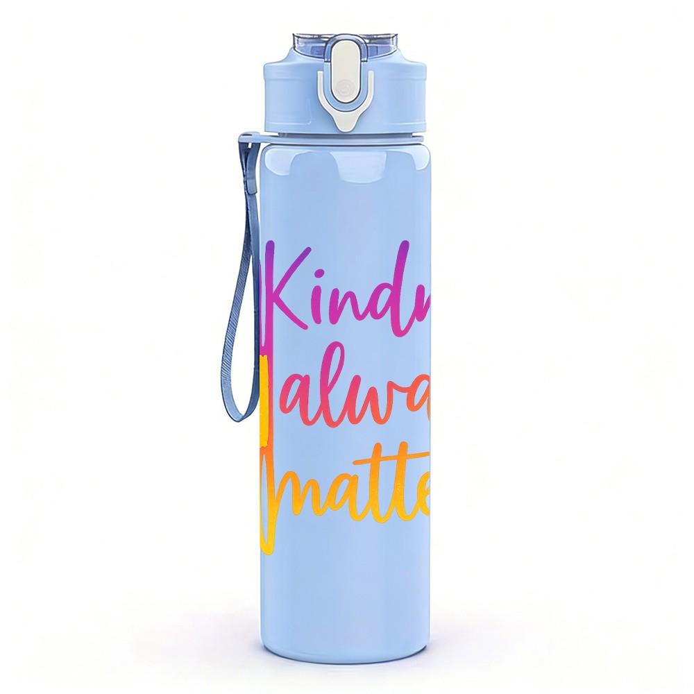 1PC Kindness Always Matters Daisy 750ml Color Plastic Sports Water Bottle Leakproof Flip Straw Lid Suitable for Sports Office Home Use