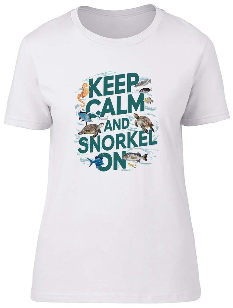 

Keep Calm and Snorkel On Womens T-Shirt Funny Swimming Sea Dive Ladies Gift Tee 2XL