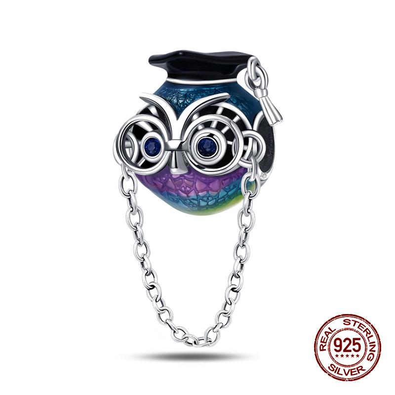 Copper Graduation Season Series Owl Bachelor'S Hat Charms Beads Suitable For 3Mm Original Design Bracelets DIY Style Jewelry