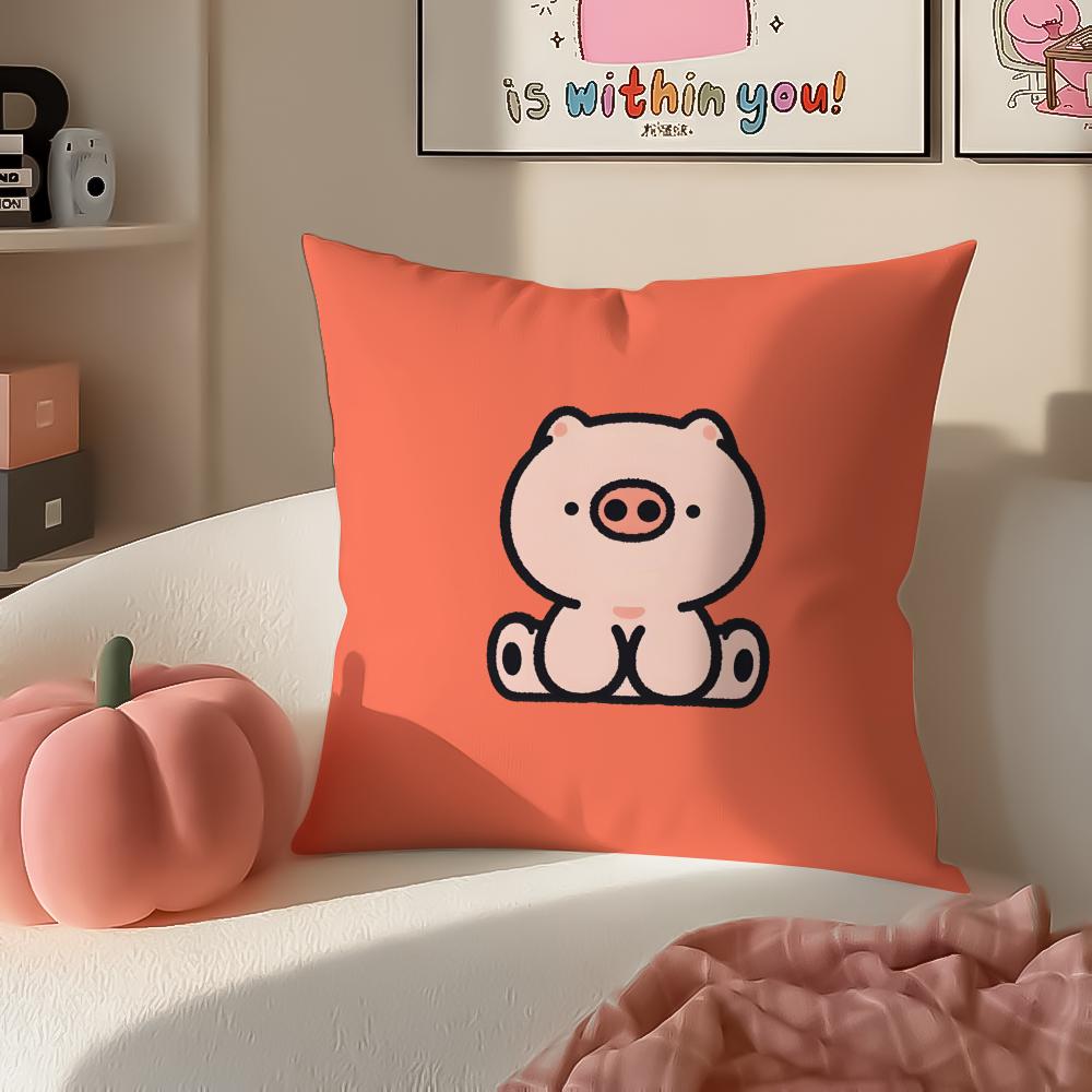 Cute IP Kawaii Versatile Art Portrait Cushion Cover Pillowcase Short Plush Invisible zipper Room Sofa Cushion Cover