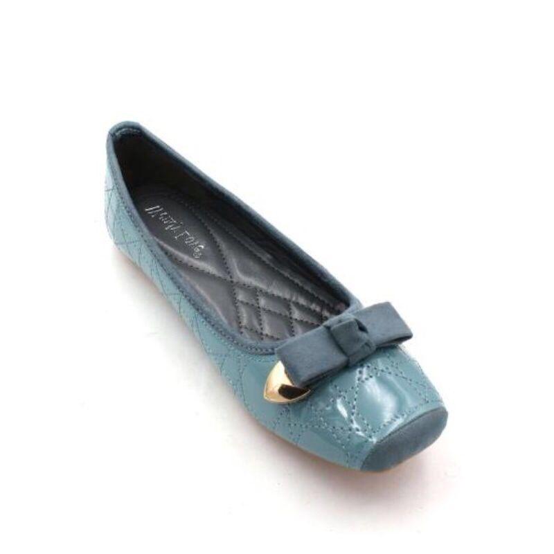 Bean Shoes Women's New Square Head Plus Size Flat Shoes Women's Bow Bright Flat Shoes Soft-soled High Quality Leather Shoes