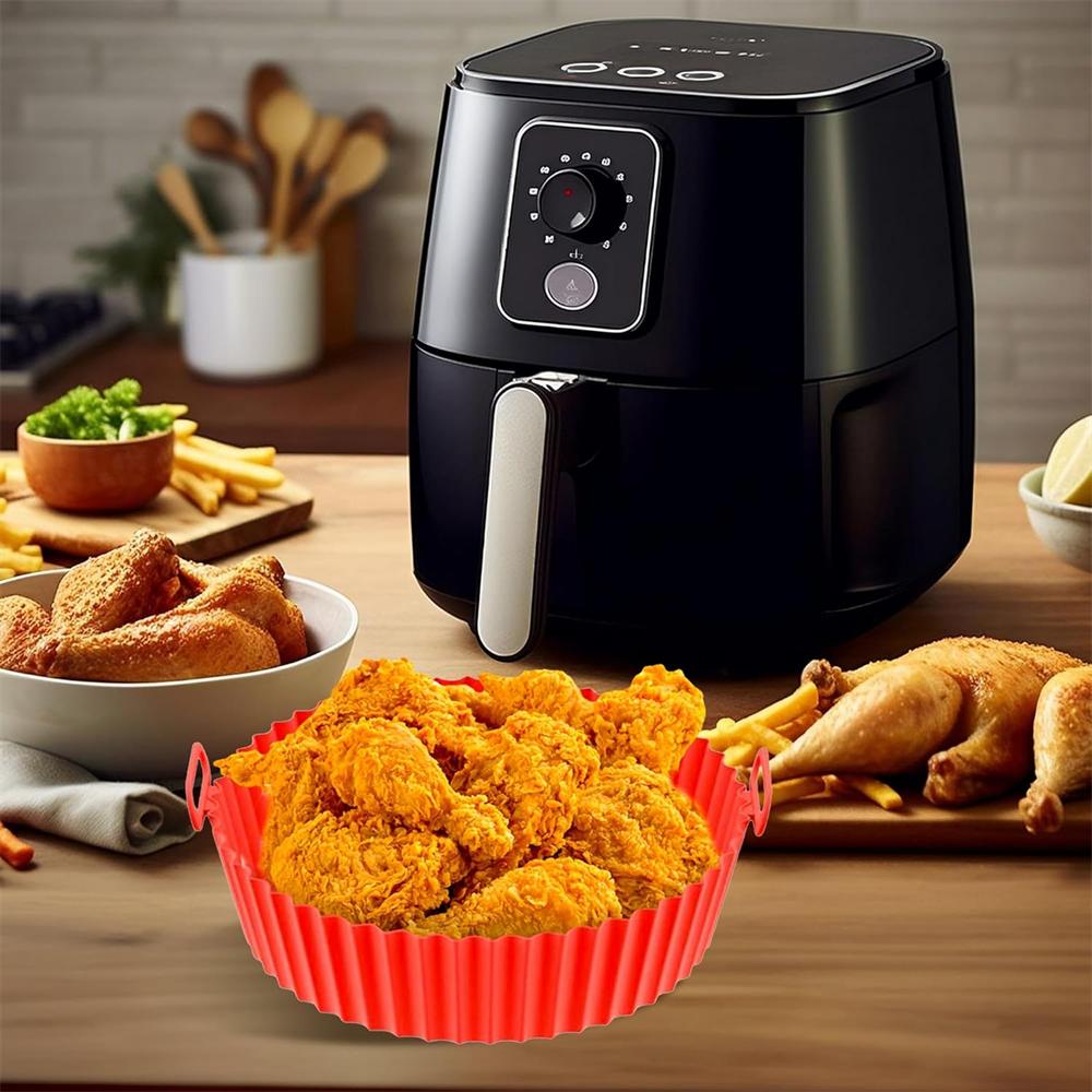 Air Fryer Silicone Baking Tray, Air Fryer Silicone Pot,Liners, Reusable Non-Stick Basket, Food Grade Silicone BPA Free