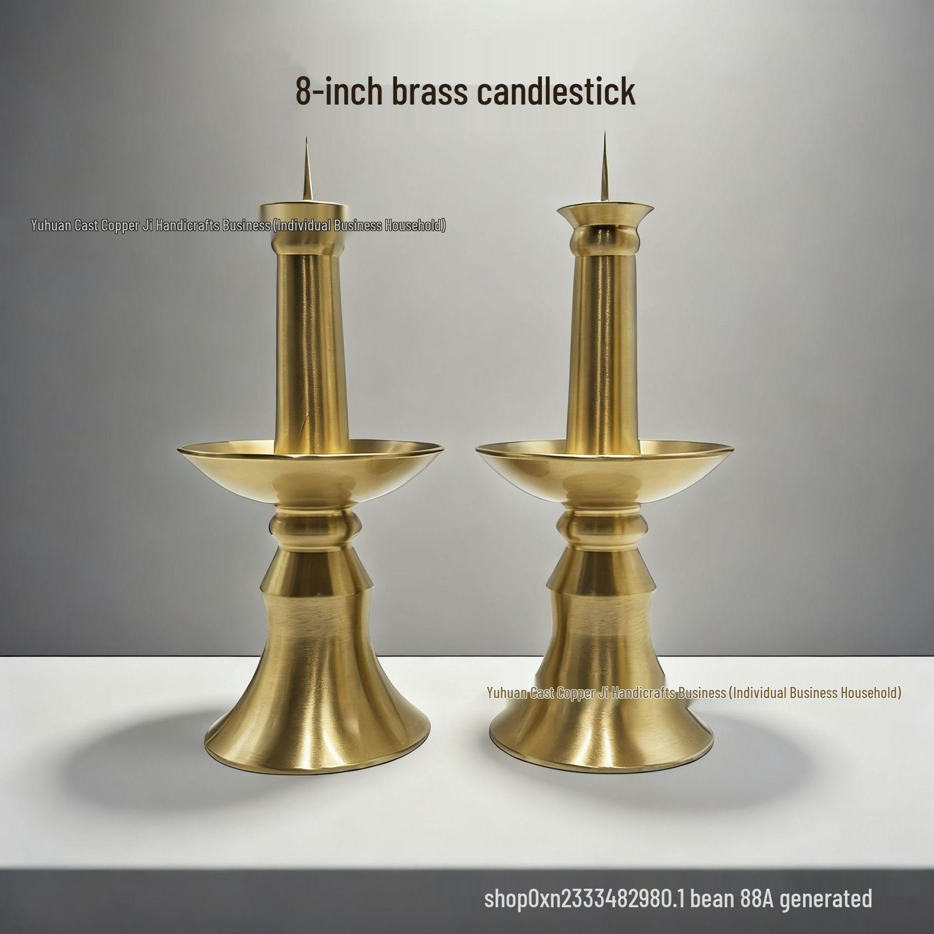 Латунный подсвечник-лотос для буддийских подношений Smooth Candlestick Pair - 11cm High