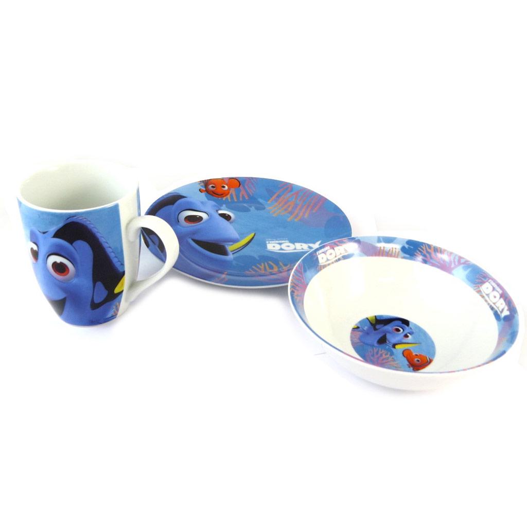 Disney [N9602] - Coffret petit déjeuner porcelaine 'Dory' bleu - 3 pièces