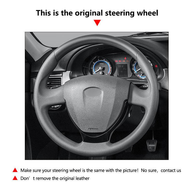 Car Accessories Black Perforated Microfiber Leather Steering Wheel Cover For Lada Granta 2018  Priora 2 2013 - 2018 Kalina 2