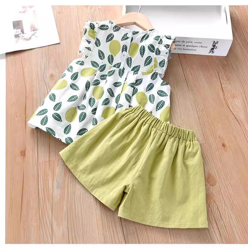 Girls Summer Fashion 2 Piece Set Cute Short Sleeve Top And Trendy Shorts Baby Kids Casual Outfit