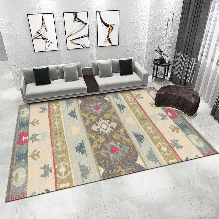 Vintage Print Rug Geometric Decor Ethnic Style Home Anti-slip Carpet Moroccan Living Room Mat Multi-Size for Bedroom Balcony Etc