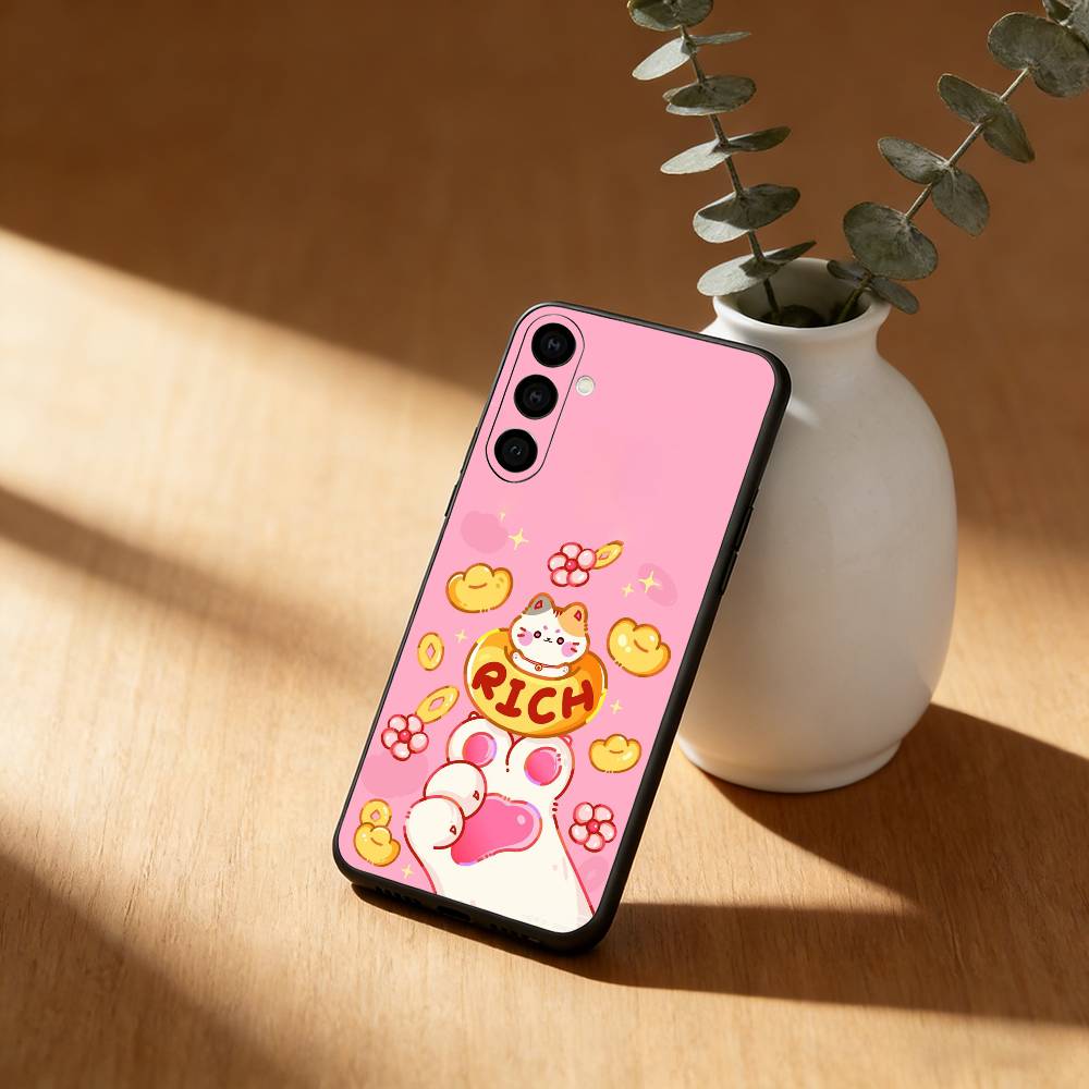 Lucky Money Cat  Phone Case For Samsung Galaxy A91,80,73,72 ,71,53,52,32 ,31,22,21s,20,Soft Black Case Samsung a13 5g