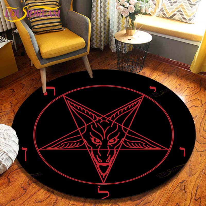 Satan Skull 3D Print Waterproof and Non-slip Circle Cute Floor Rug Round Area Rugs Living Room Children Chair Tent Carpets