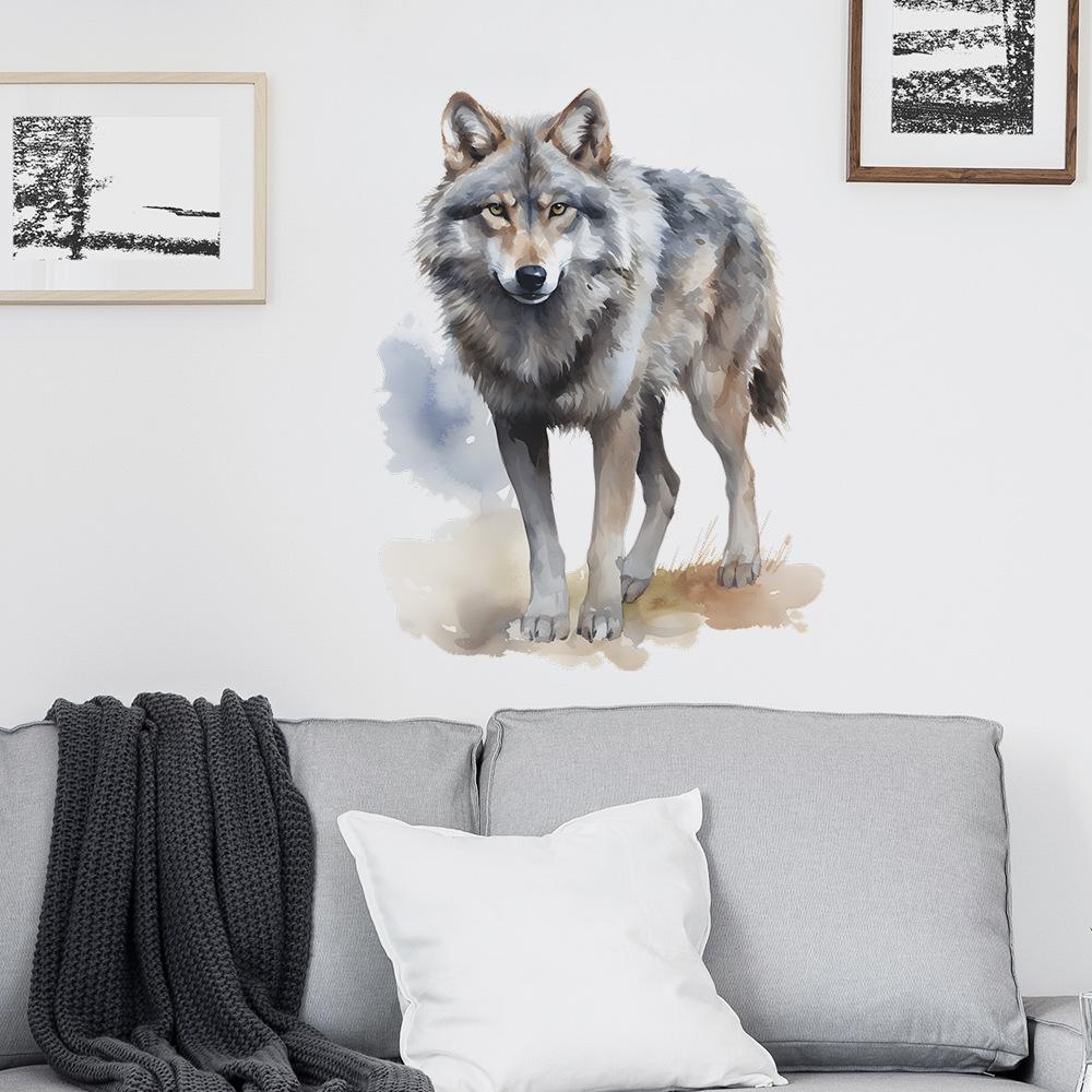 3D Realistic Wolf Wall Sticker Self-Adhesive Background Decor for Bedroom Living Room Home Decoration