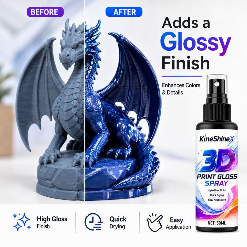 High Gloss Finishing Spray for 3D Prints, Fast Drying Smooth Shine Spray, Even Coverage Gloss Agent for All Kinds of 3D Printing Works