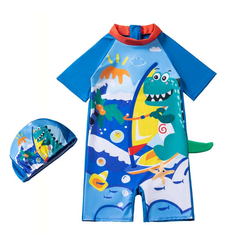 Children's Cartoon One-Piece Swimsuit - Quick-Dry, Sun Protection for Boys
