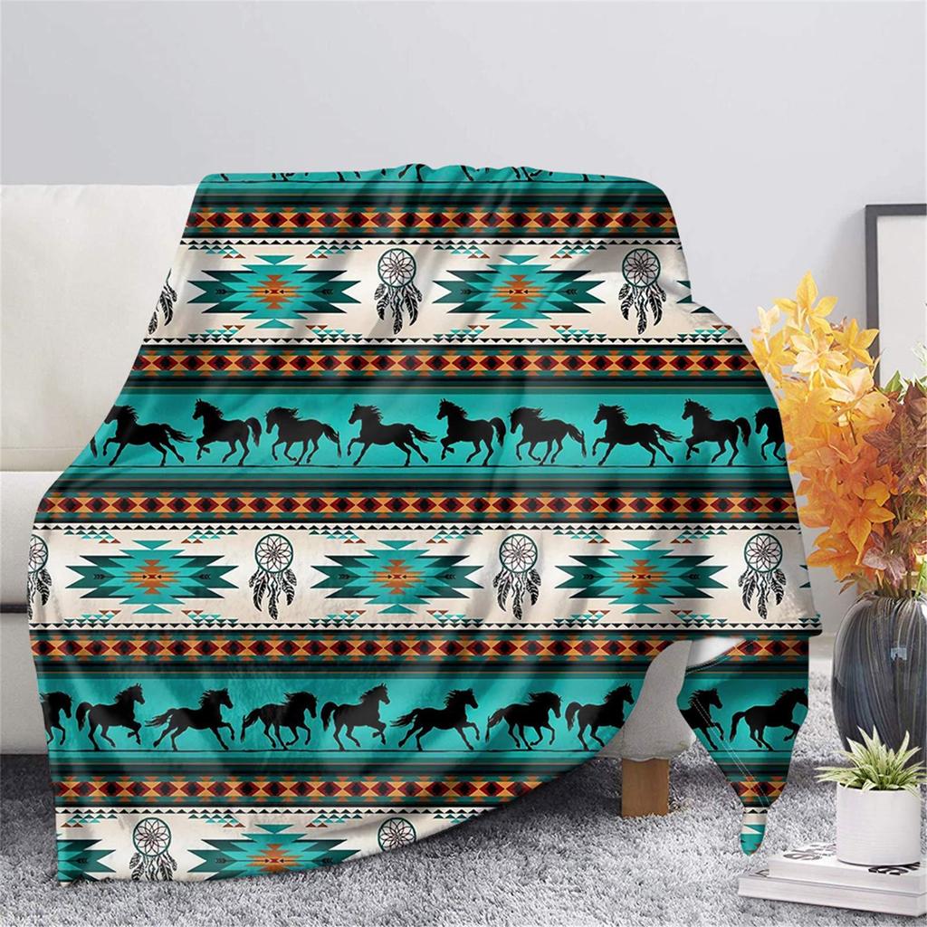 Bohemian Blanket Flannel Blanket Tribal Print Blanket Camping Bed Outdoor Sofa Office Blanket