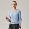 Zhaojun Women's Thick 100% Cashmere Cable Knit Round Neck Sweater