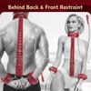 BDSM Bondage Restraints Set Couples Sex Toy Neck Wrist Restraints Kit with Traction Chain Back Handcuffs Collar Adjustable Bondage Gear Accessories