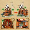 1035Pcs Pirate Building Blocks Series: Shipwreck Base Diy Assembly Toy, Creative Home Decor, Kids Birthday Toy Gift