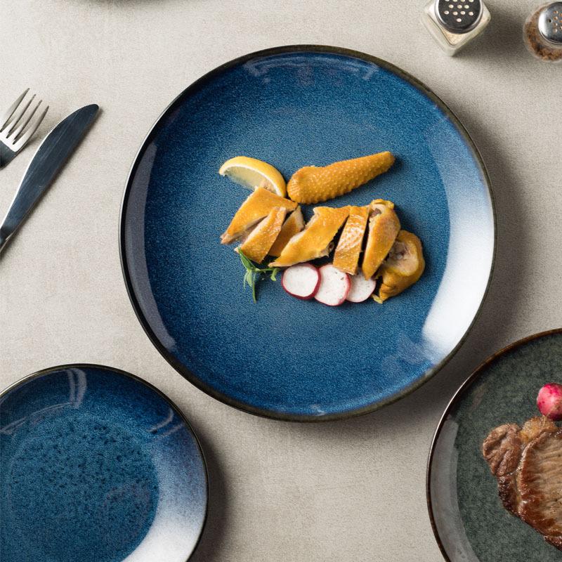 Ceramic Plate Personalized Japanese Tableware Western Dish Plate Creative Home Dish Plate Hotel Restaurant Steak Plate Plating
