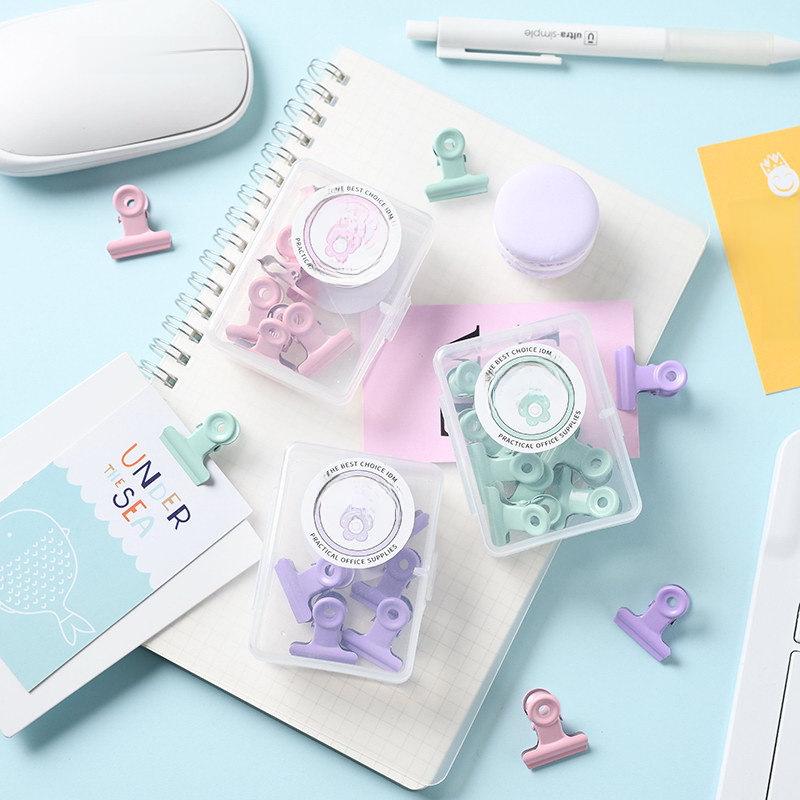 Pastel Round Head Metal Binder Clips - Colorful Boxed Dovetail & Ticket Clips