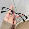 Ultralight Retro Cat Eye Half-Rim Transparent Gray Pure Titanium Eyeglasses Frame for Prescription Lenses