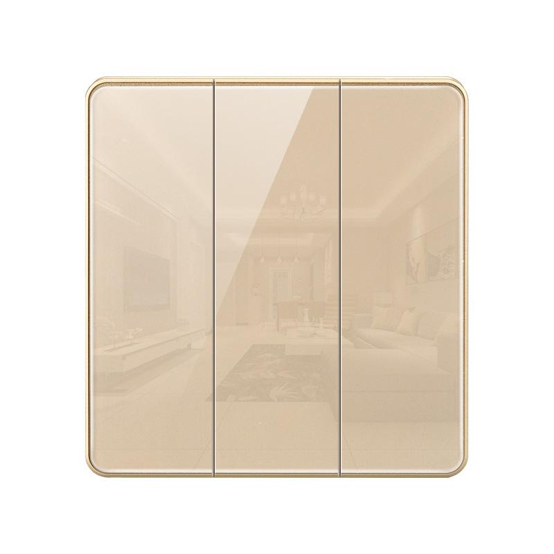 86mm Tempered Glass Wall Switch Socket Panel EU French UK Standard USB Charging Port 1/2/3/4 Gang Push Button Rocker Switch
