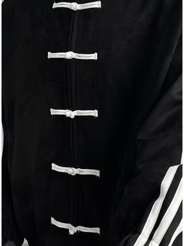 

Silk Stand-Up Collar Frog Button Jacket: Modern Chinese Tang Suit S