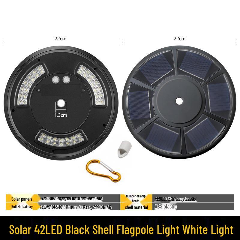 Waterproof Solar LED Flagpole Light - 26 Beads, Ideal for Outdoor, Camping, Courtyard, and Tent Illumination