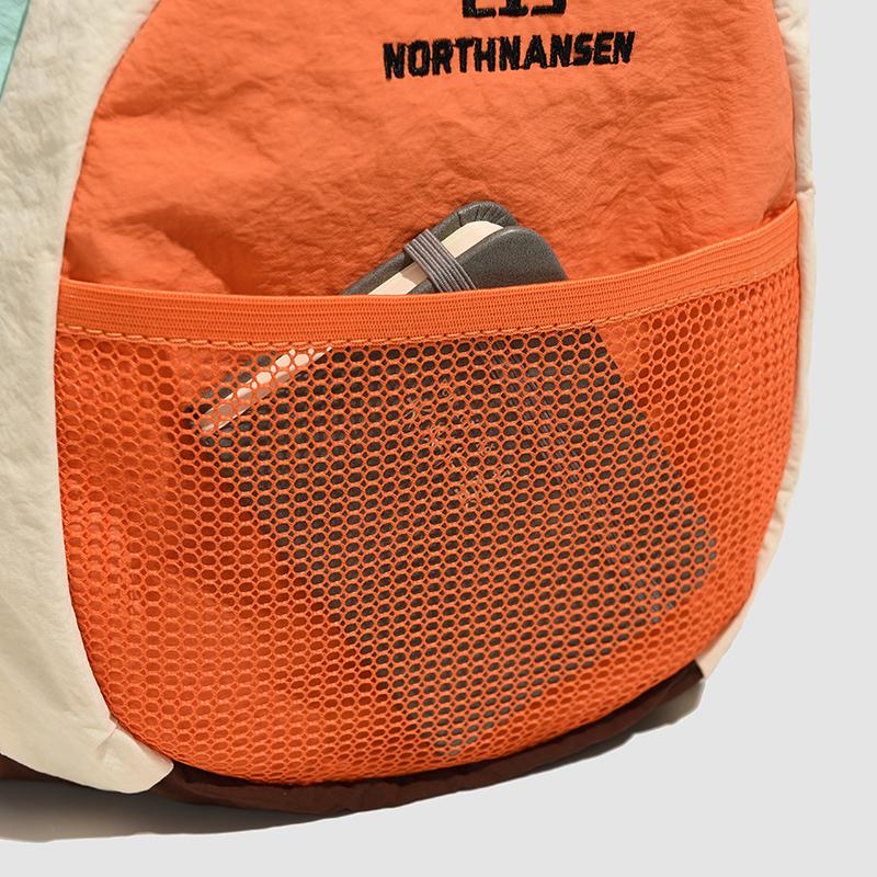 Colorblock Nylon Backpack with Mesh Pocket Lightweight Outdoor Daypack for Travel School Daily