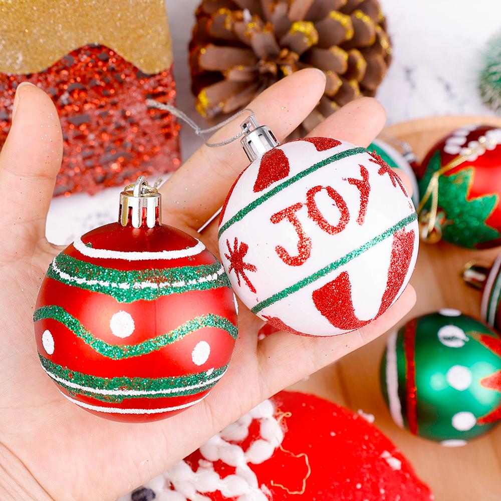 6Pcs Christmas Ball Ornaments With Painted Xmas Tree Hanging Pendant New Year Gifts For 2025 Christmas Navidad Party Decoration