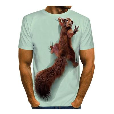T-shirt 3D da uomo con stampa di scoiattolo, motivo animale, top da coppia, maglietta divertente a maniche corte