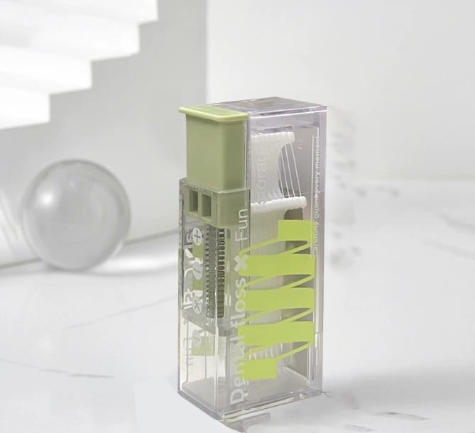 

Пластиковая коробка для зубочисток, диспенсер для палочек для зубной нити, портативная коробка для зубной нити, автоматическая всплывающая коробка для хранения зубной нити зелёный