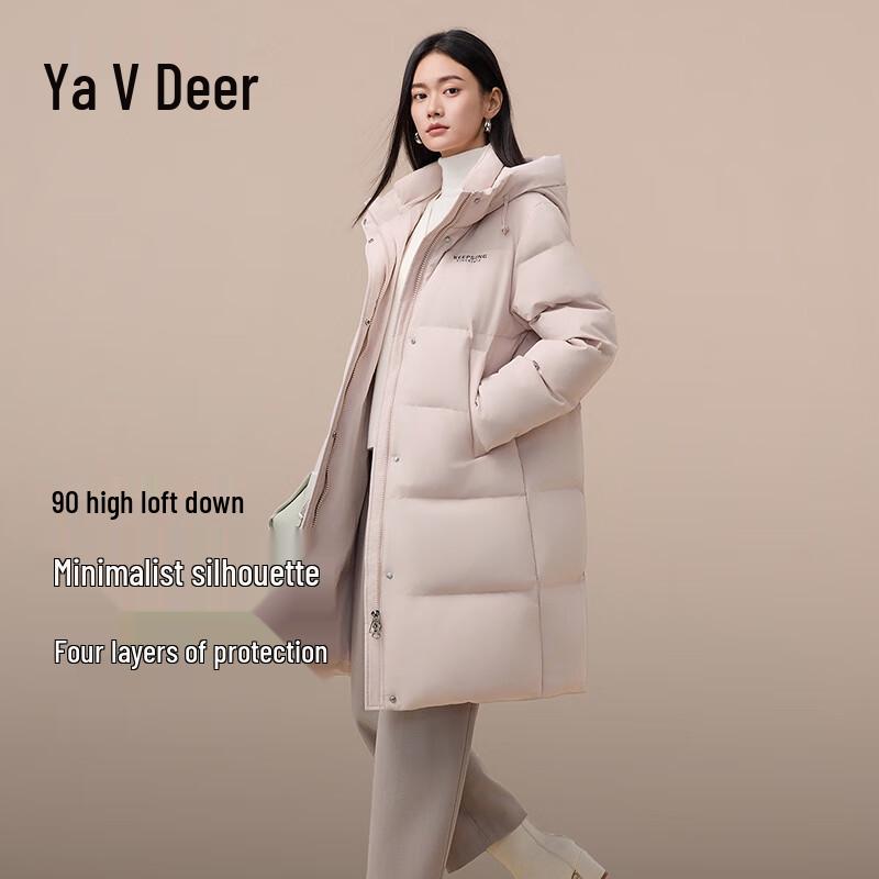 Yalu Women's Hooded Mid-Length Down Jacket