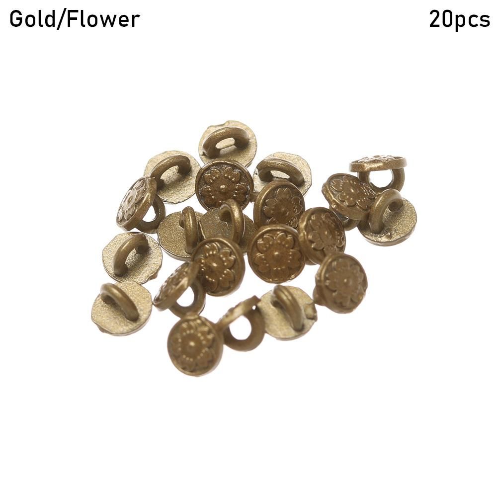 

Украшения Dollhoues Миниатюрные мини-пуговицы Металлические пряжки Одежда Швейная пряжка DIY Кукольная одежда Gold-Flower-20pcs