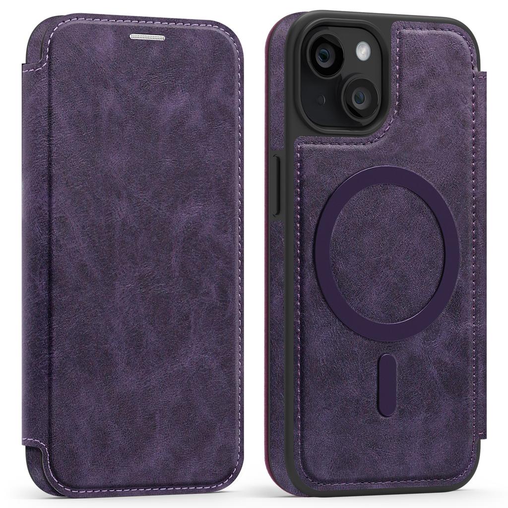 For iPhone 13 Case Compatible with MagSafe RFID Blocking Card Holder Leather Phone Cover