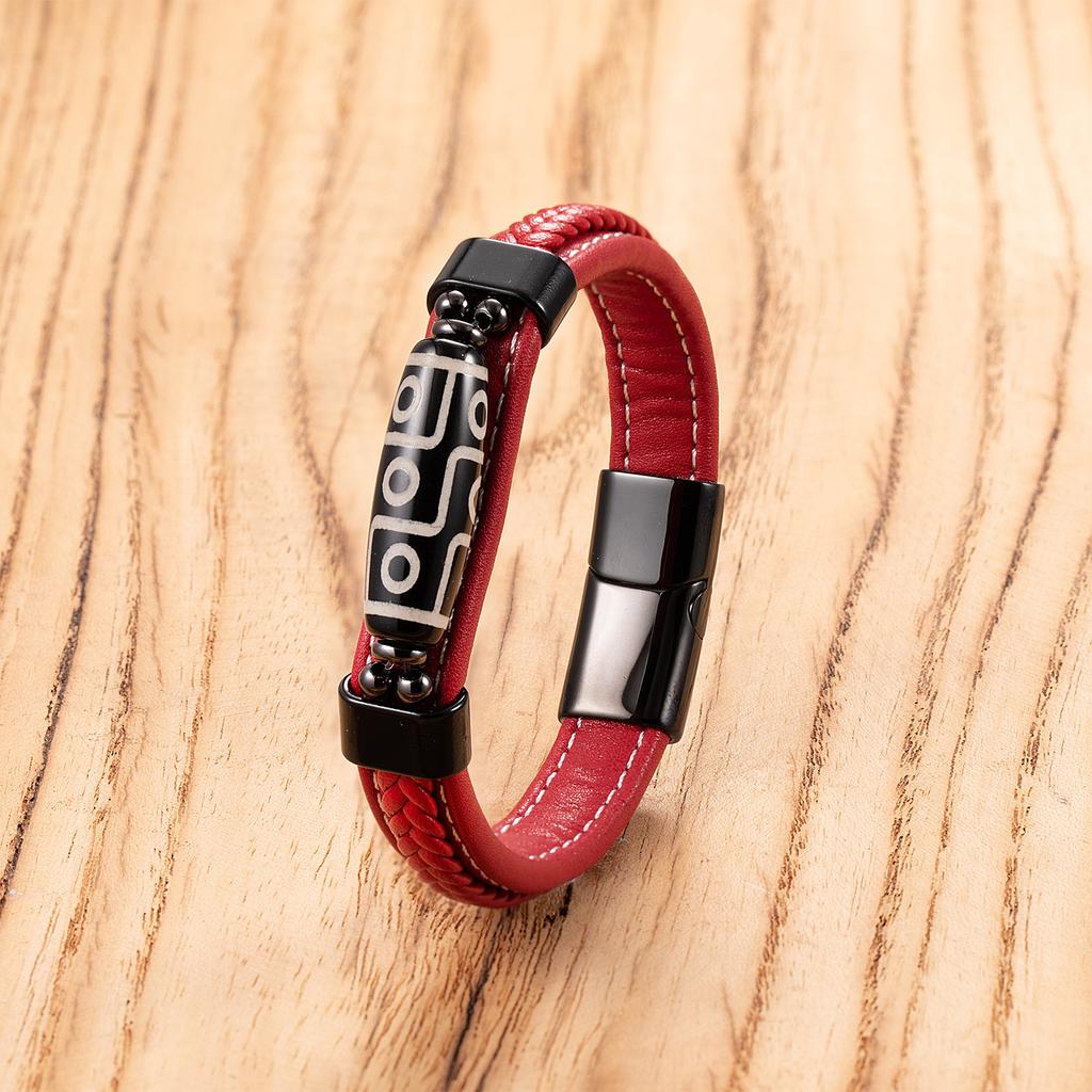 2026 Magnet Buckle Leather Bracelet Tibetan Nine-eye Rope Bead Bracelet Men's and Women's Hand-woven Ethnic Style Bracelet