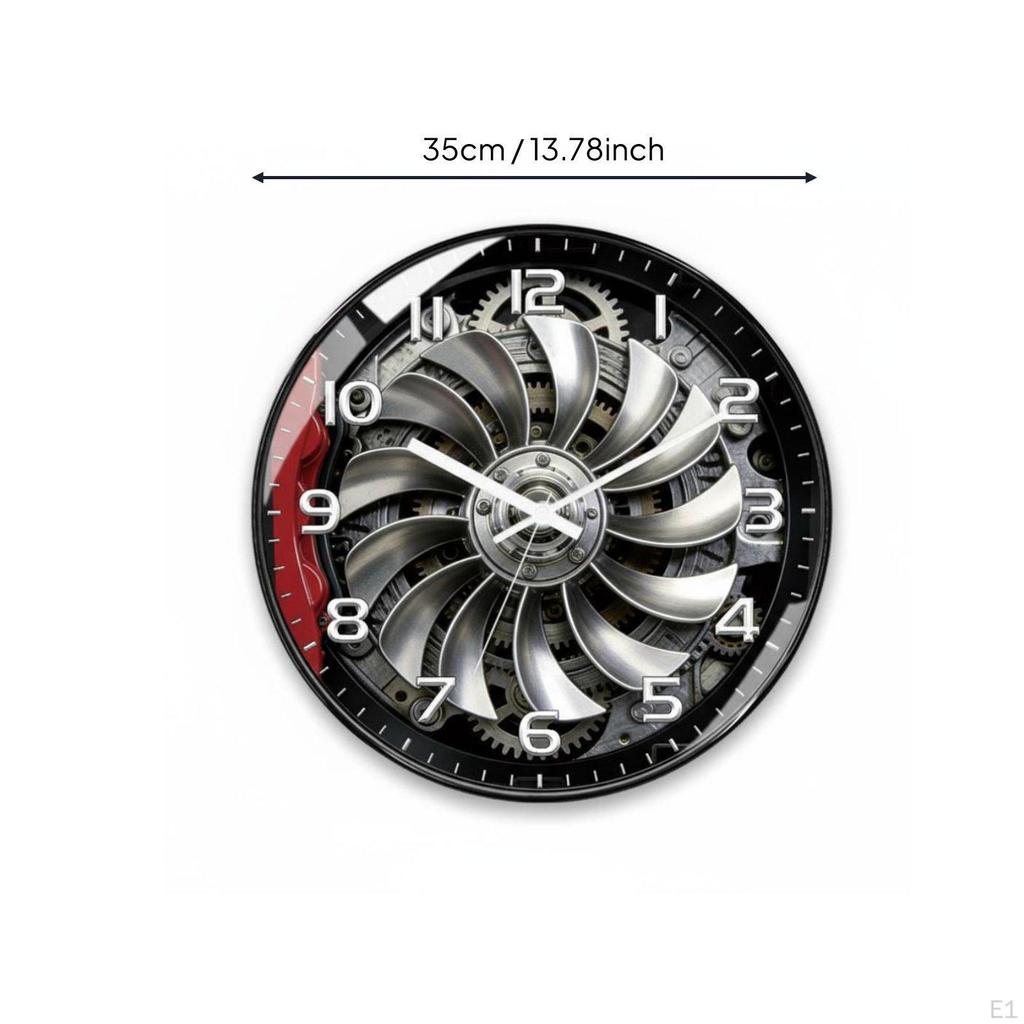 Car Wheel Hub Clock Noiseless Mechanism Brake Disc Wall 3D Decorative Piece Decor for Men,