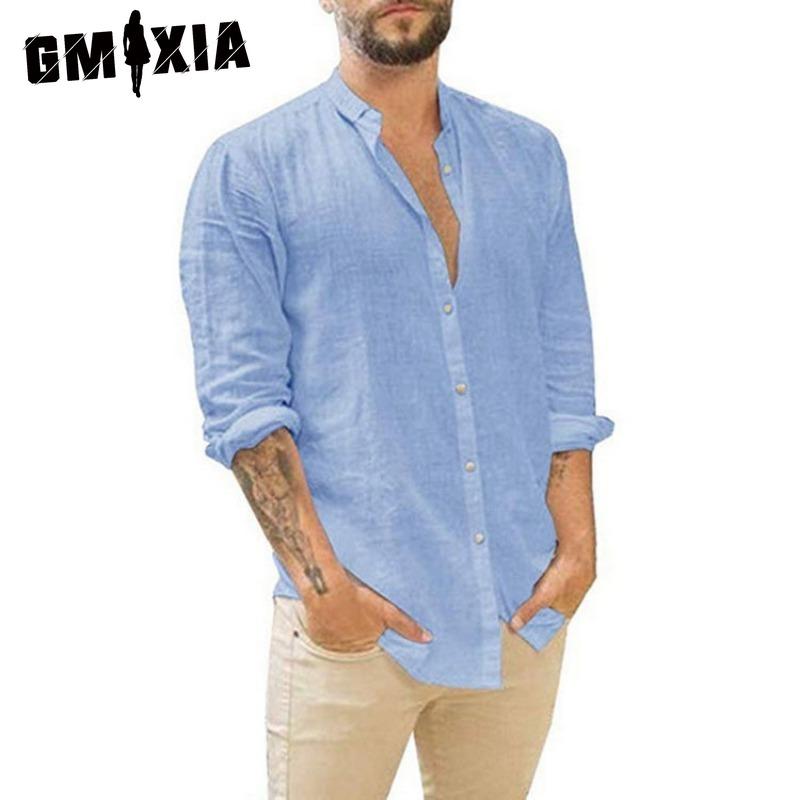 GMXIA Cotton Long Sleeve T-shirt Men's Fashion Loose Shirt Printed Compassionate Shirt