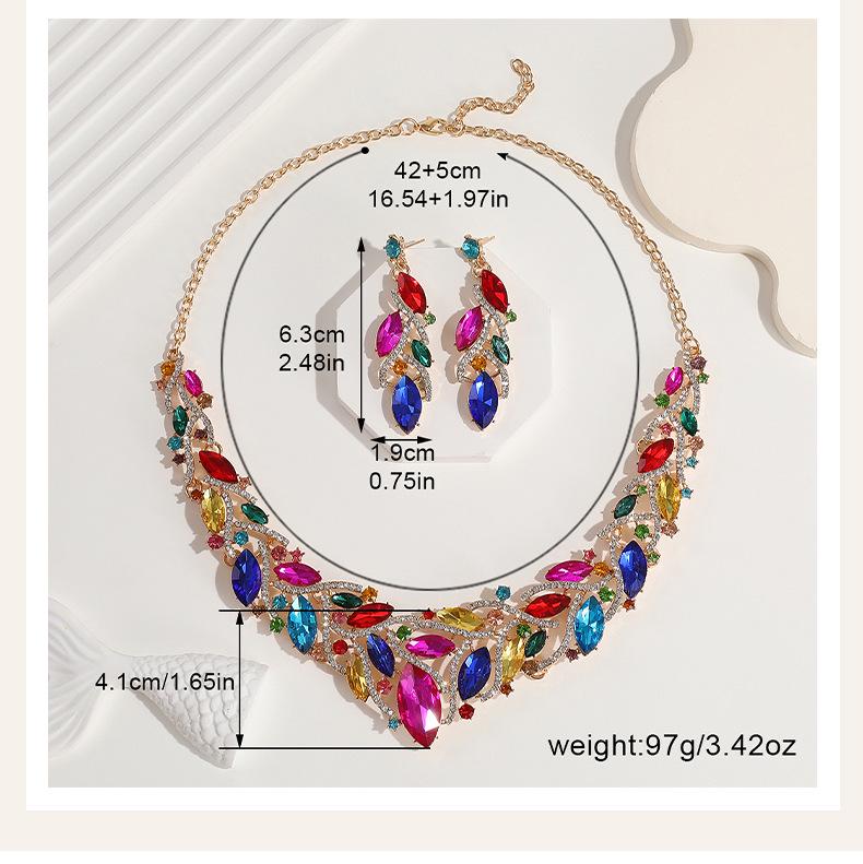Luxe Kristal Edelsteen Sieradenset: Ketting & Oorbellen voor Bruiden en Speciale Gelegenheden