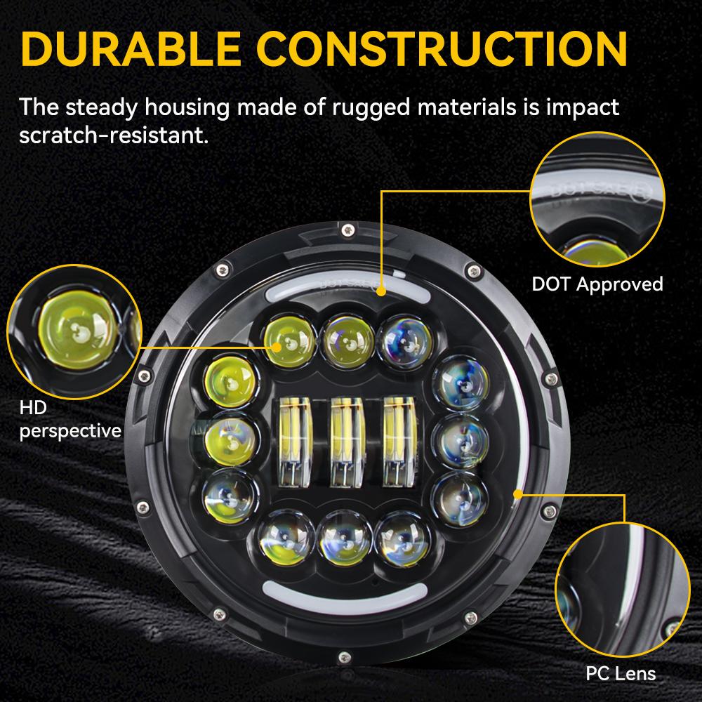 7 Inch Motorrad Scheinwerfer LED für Yamaha Harley Road King Jeep Wrangler Jk Led Scheinwerfer Cafe Racer Motorrad Zubehör