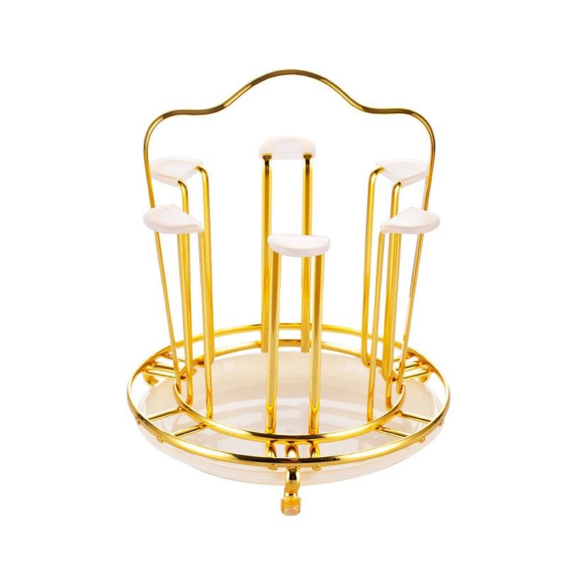 Gold Mug Holder Kitchen Organizer Round Glass Dryer Drying Rack for Bottles Cups Kitchen Accessories Organizer Kitchen Items