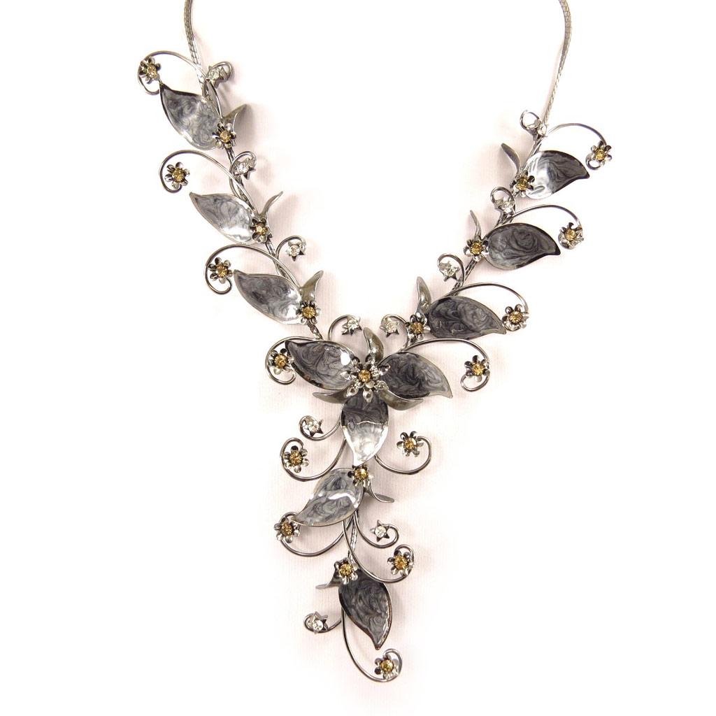 Les Trésors De Lily [D3561] - Gray 'Gala' Designer Necklace