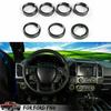 7PC Headlight Volume Air Condition Switch Knob Ring Trim For Ford F150 XLT 2016+