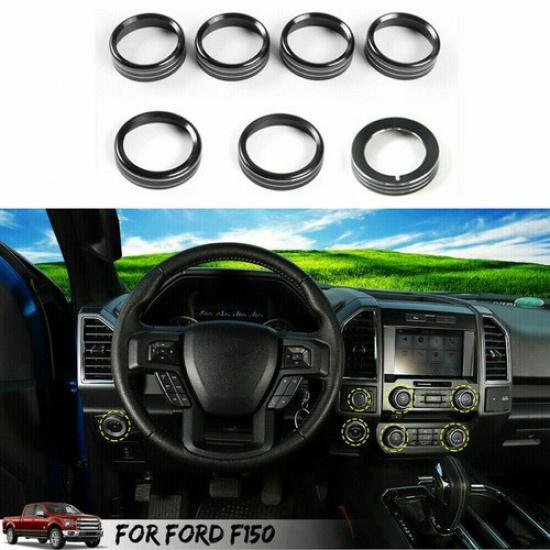 7PC Headlight Volume Air Condition Switch Knob Ring Trim For Ford F150 XLT 2016+
