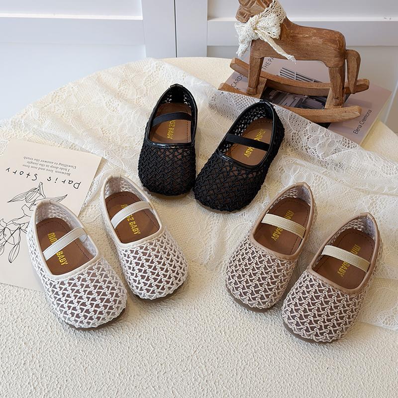 Spring Girl's Casual Shoes Elastic Band Mesh Breathable Chic Kid's Flat Shoe Solid Colors Comfy Daily Holiday Children Shoe 4-6Y